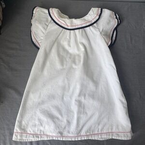 Janie and Jack Dress Girls Toddler 3 White Cotton Nautical Sailor Summer